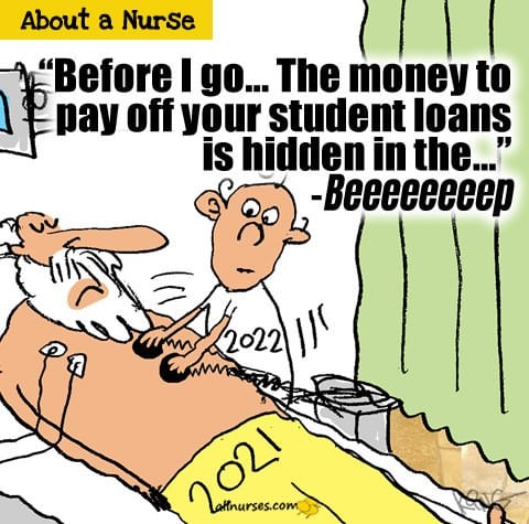 Before I go... The money to pay off your student loans is hidden in the ... Beeeeeep.