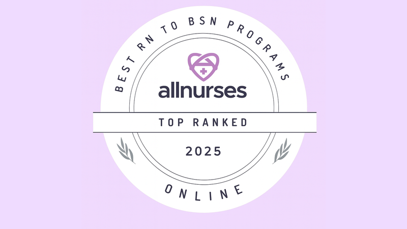 allnurses brand logo featuring the best RN to BSN programs