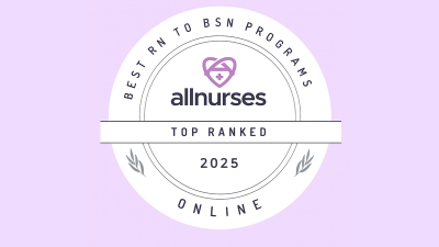 allnurses brand logo featuring the best RN to BSN programs